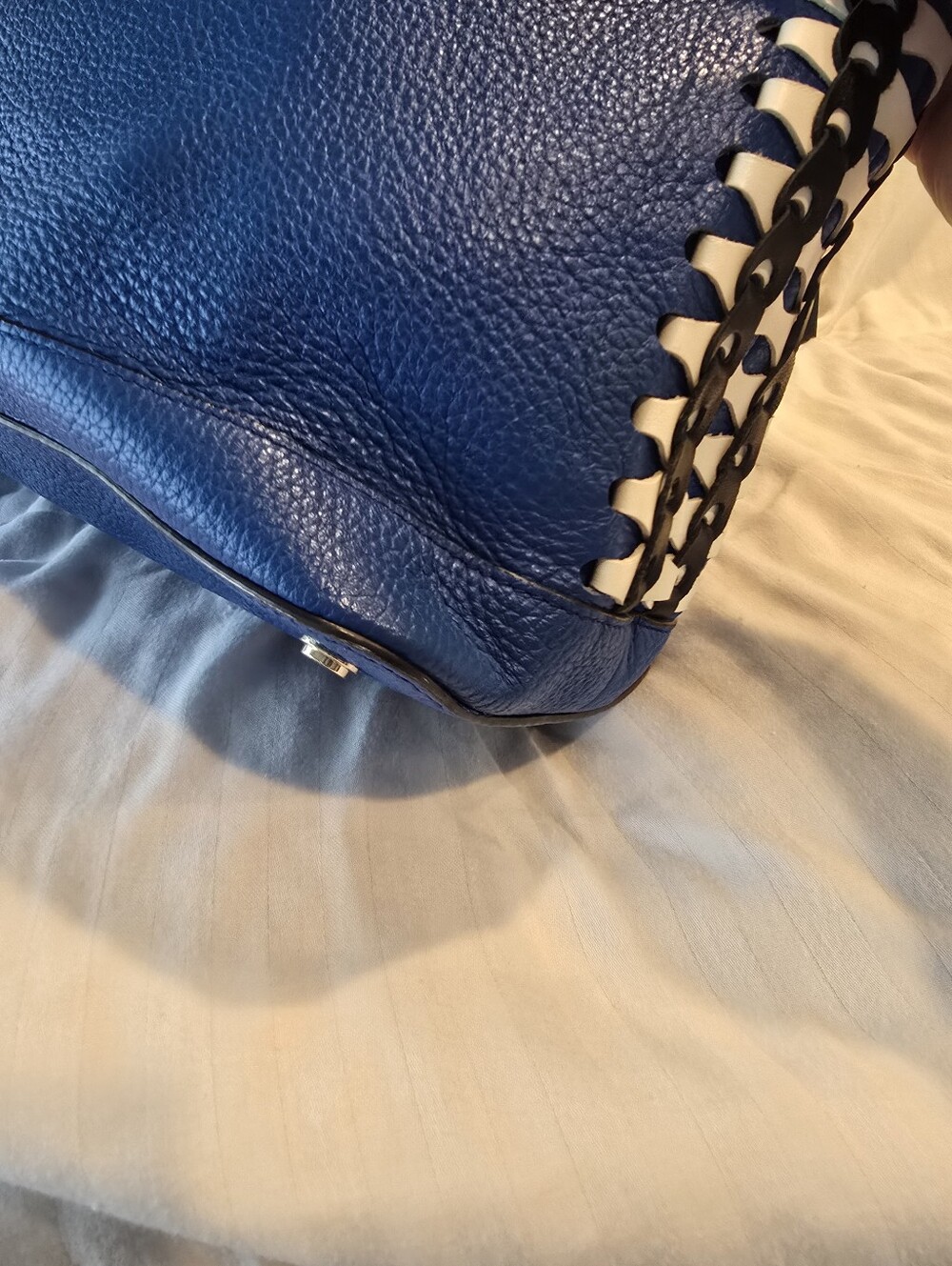 Henri Bendell Royal Blue With Whip Stitching And Two Bag Charms. - Picture 7 of 17
